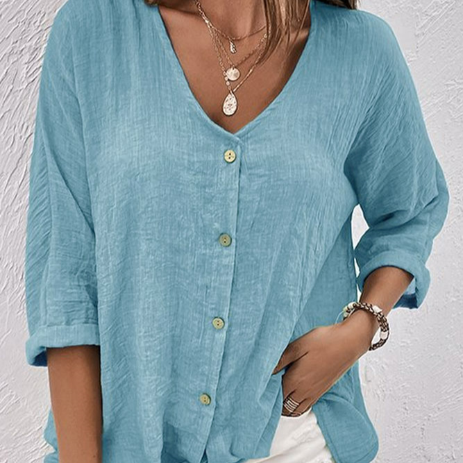 Mila V Neck Fall Shirt For Women Luxe Cotton Collection Signature