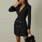 Double Breasted Wool Blend Blazer Dress Tailored Fit Limited Edition