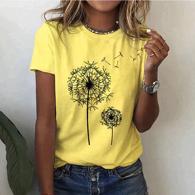 Dandelion Floral Collection Casual T Shirt For Women Exclusive Edition
