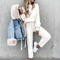 Women's Loungewear Set Luxe Lounge Exclusive Balloon Sleeve Top and Drawstring Trousers
