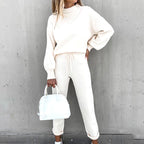 Women's Loungewear Set Luxe Lounge Exclusive Balloon Sleeve Top and Drawstring Trousers