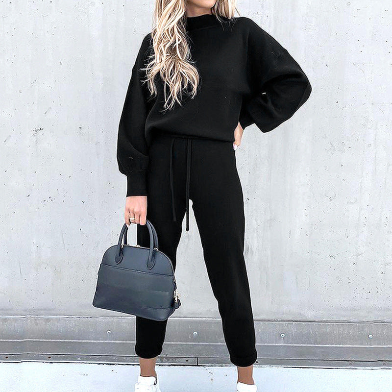 Women's Loungewear Set Luxe Lounge Exclusive Balloon Sleeve Top and Drawstring Trousers
