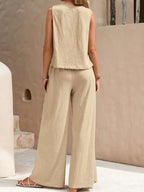 Womens Two Piece Top And Trousers Set Luxe Crepe Exclusive Summer Collection