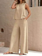 Womens Two Piece Top And Trousers Set Luxe Crepe Exclusive Summer Collection