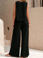 Womens Two Piece Top And Trousers Set Luxe Crepe Exclusive Summer Collection